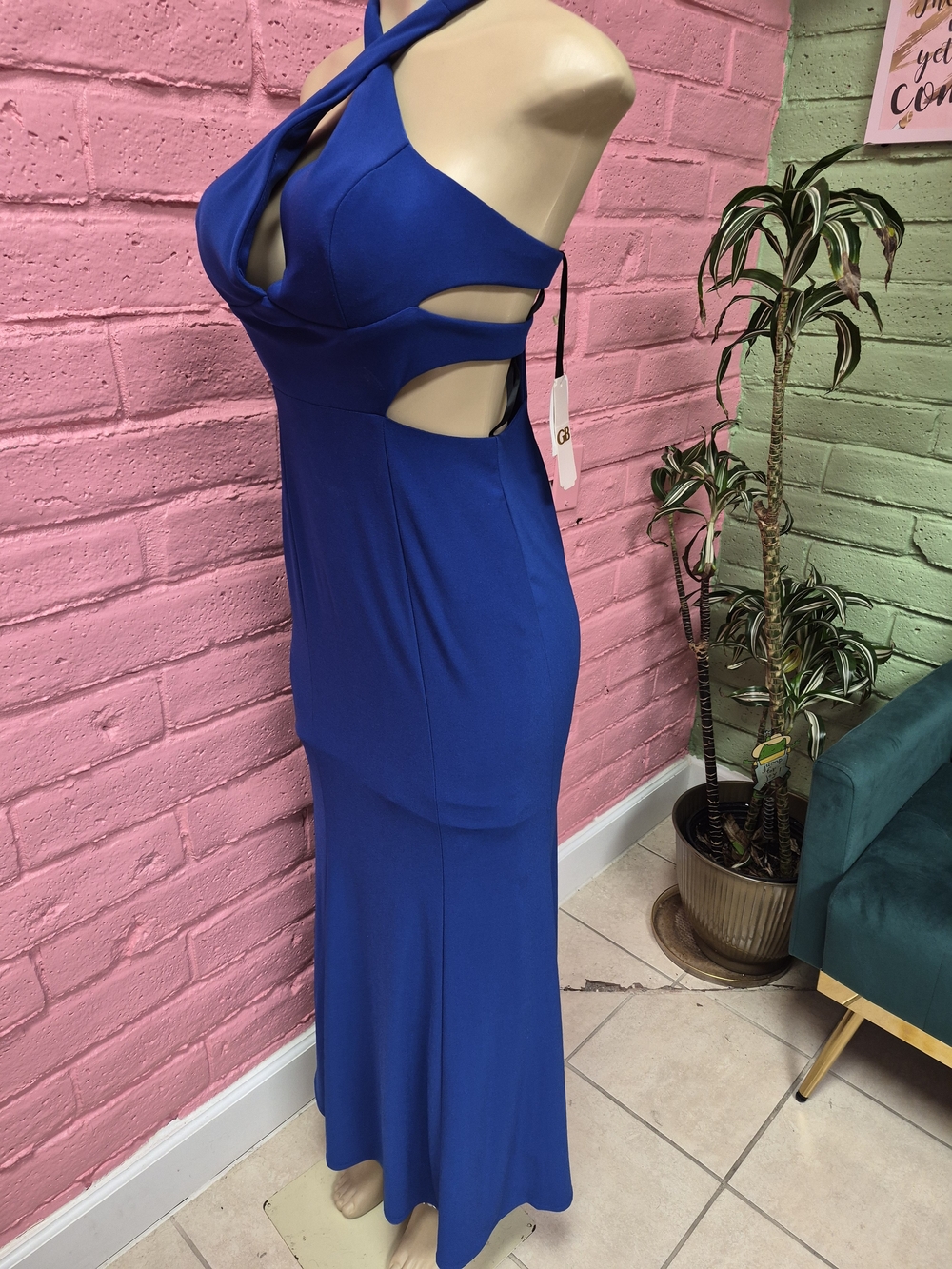 DG2 by Diane Gilman Royal Blue Cutout Halter Maxi Dress